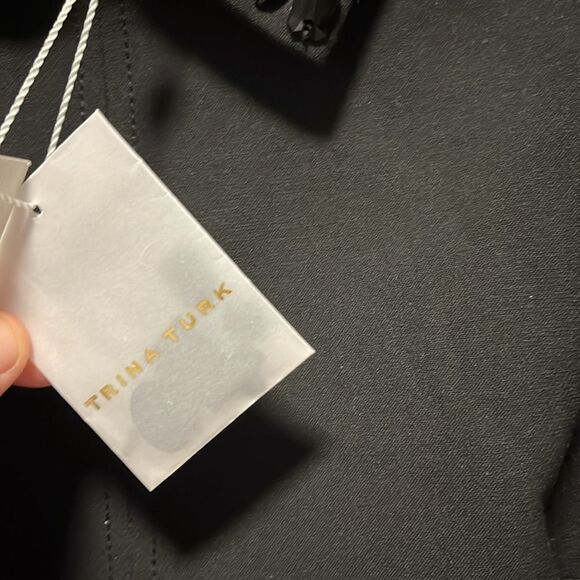 TRINA TURK (NWT) Marta Embellished Collar Crepe Black Mini Shift Dress, Size 6 - Picture 7 of 15